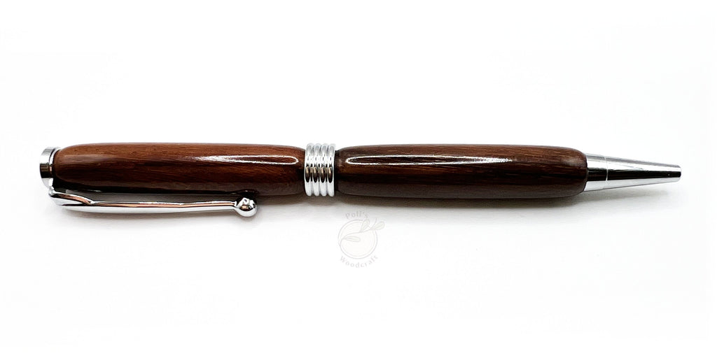 Slimline Wooden Ballpoint Pen - Indian Rosewood, Chrome Tone