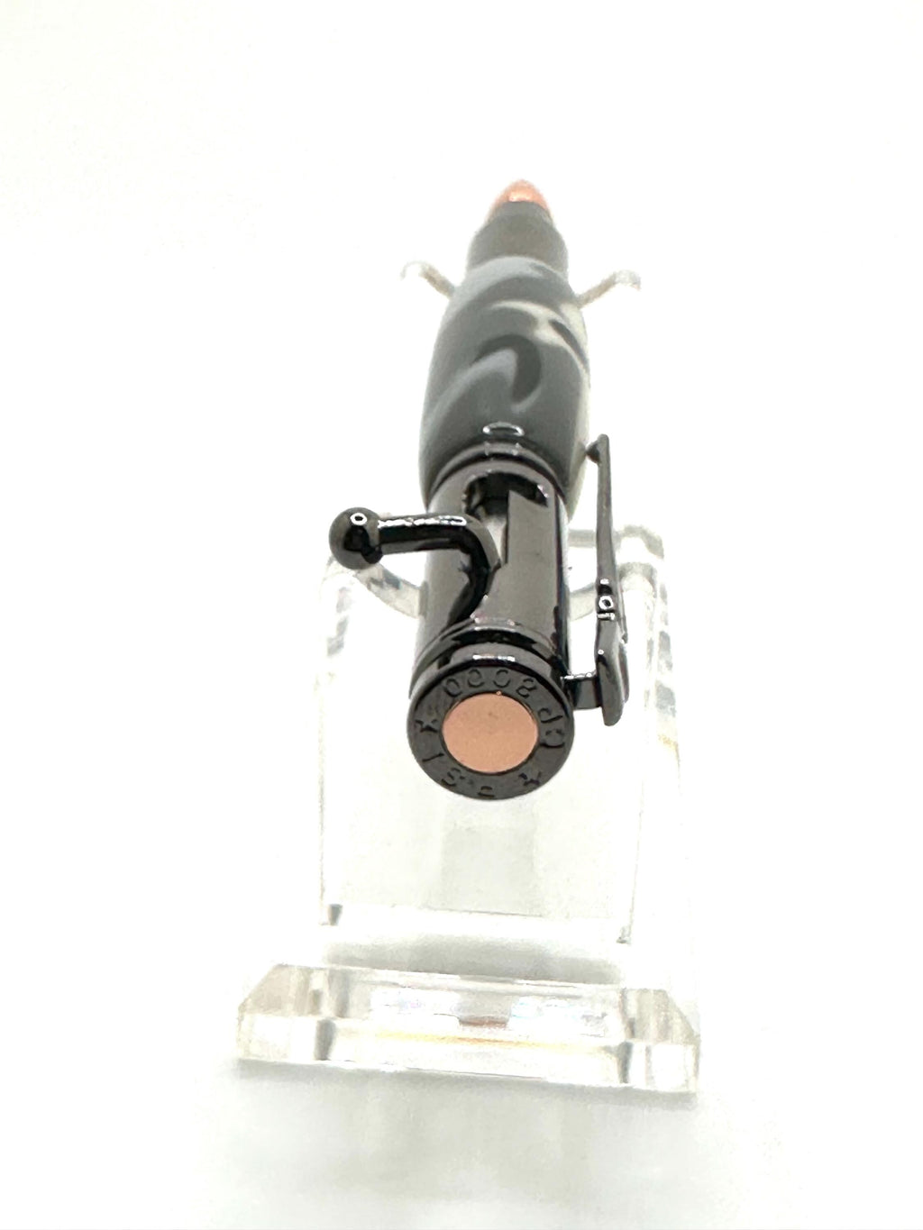 Bolt Action Acrylic Pen - Gray Camo, 30 Caliber Gunmetal