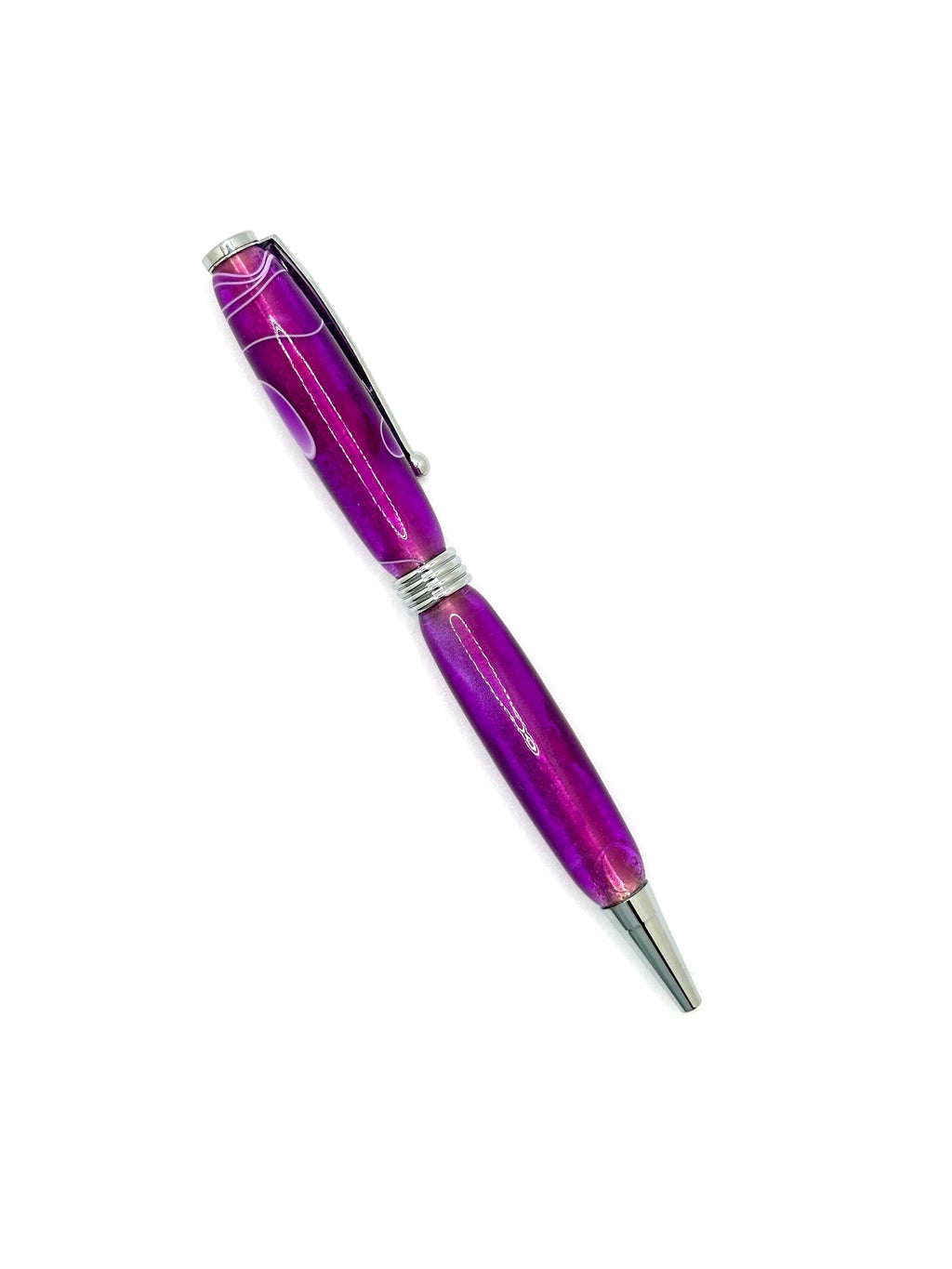 Slimline Acrylic Ballpoint Pen - Purple Swirl, Chrome Tone