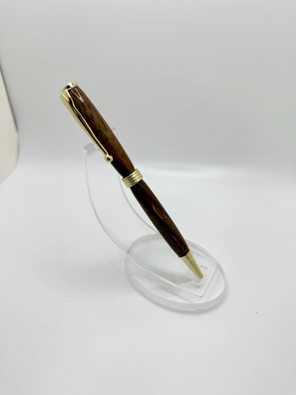 Slimline Wooden Ballpoint Pen - Oak Wood, Gold Tone