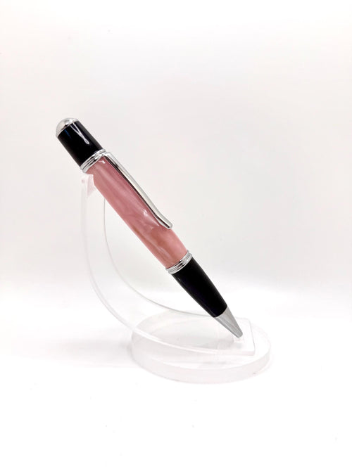 Gatsby Style Acrylic Ballpoint Pen - Rosy Pink, Chrome Tone