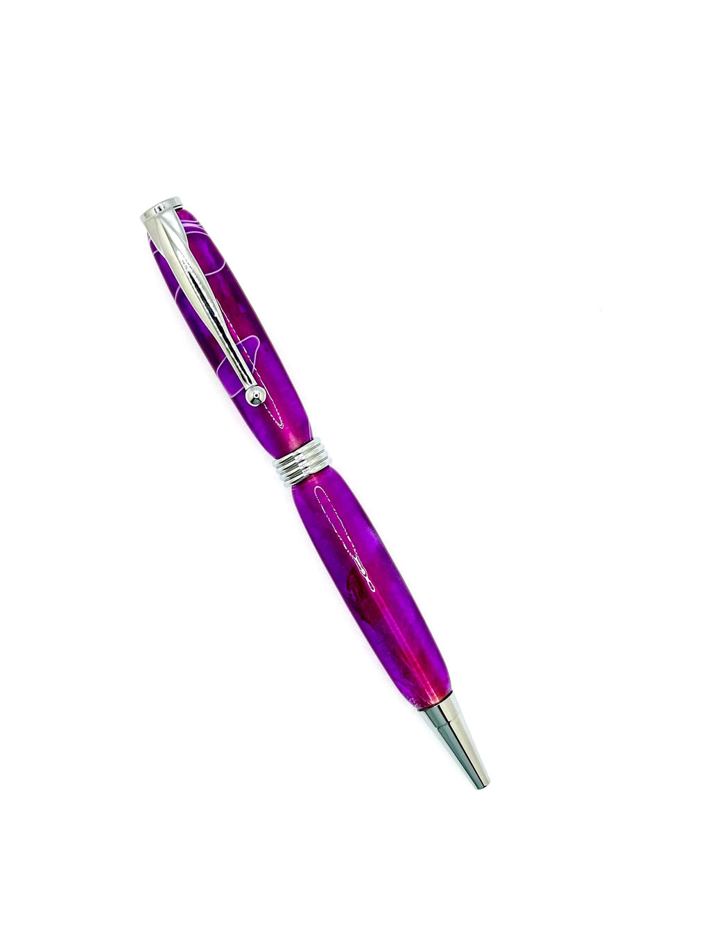 Slimline Acrylic Ballpoint Pen - Purple Swirl, Chrome Tone