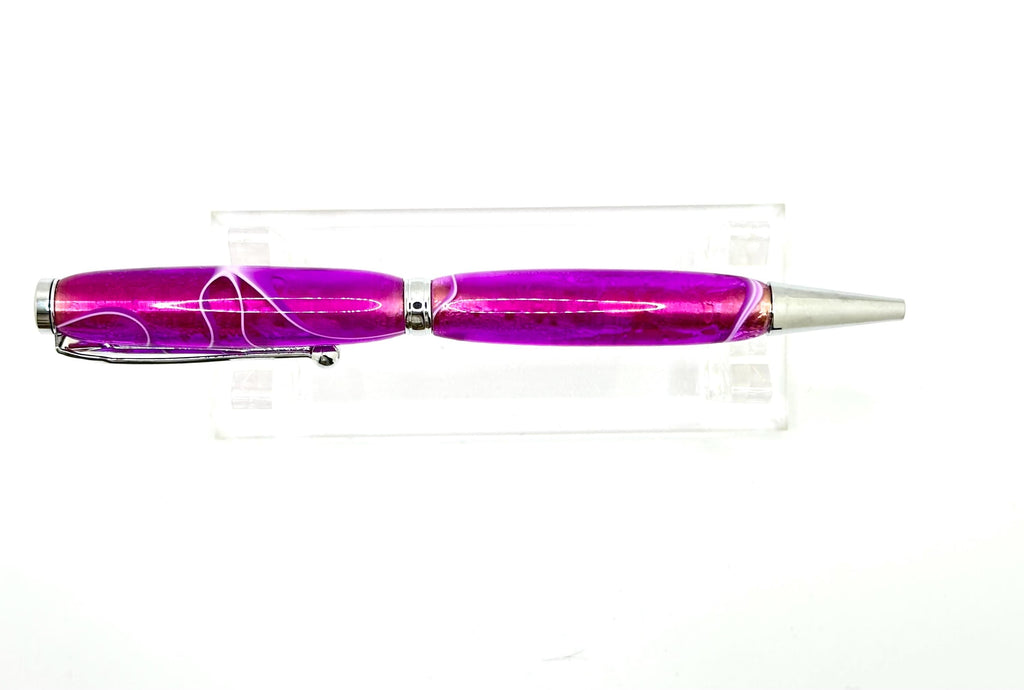 Slimline Acrylic Ballpoint Pen - Purple Swirl, Chrome Tone