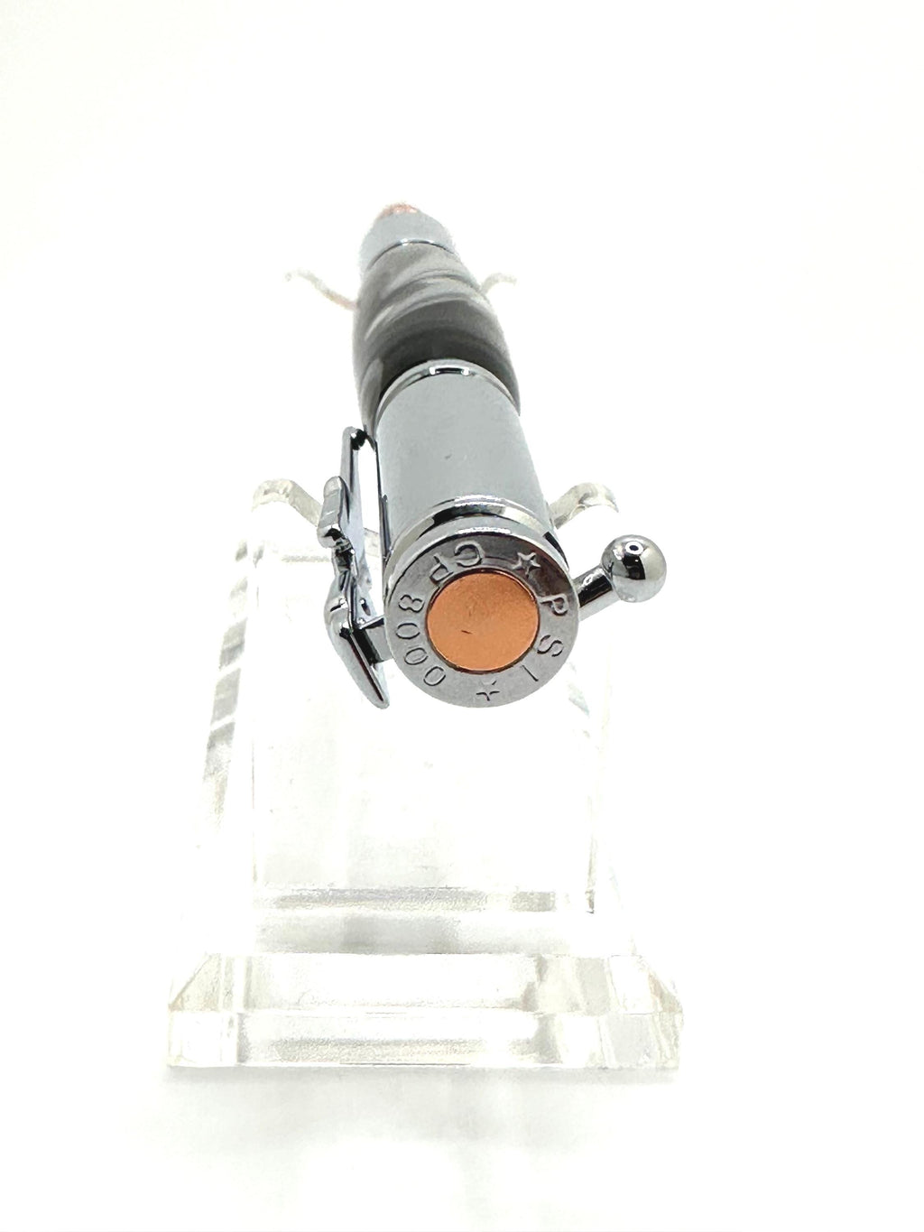 Bolt Action Acrylic Ballpoint Pen - Black Camo, Silver Tone