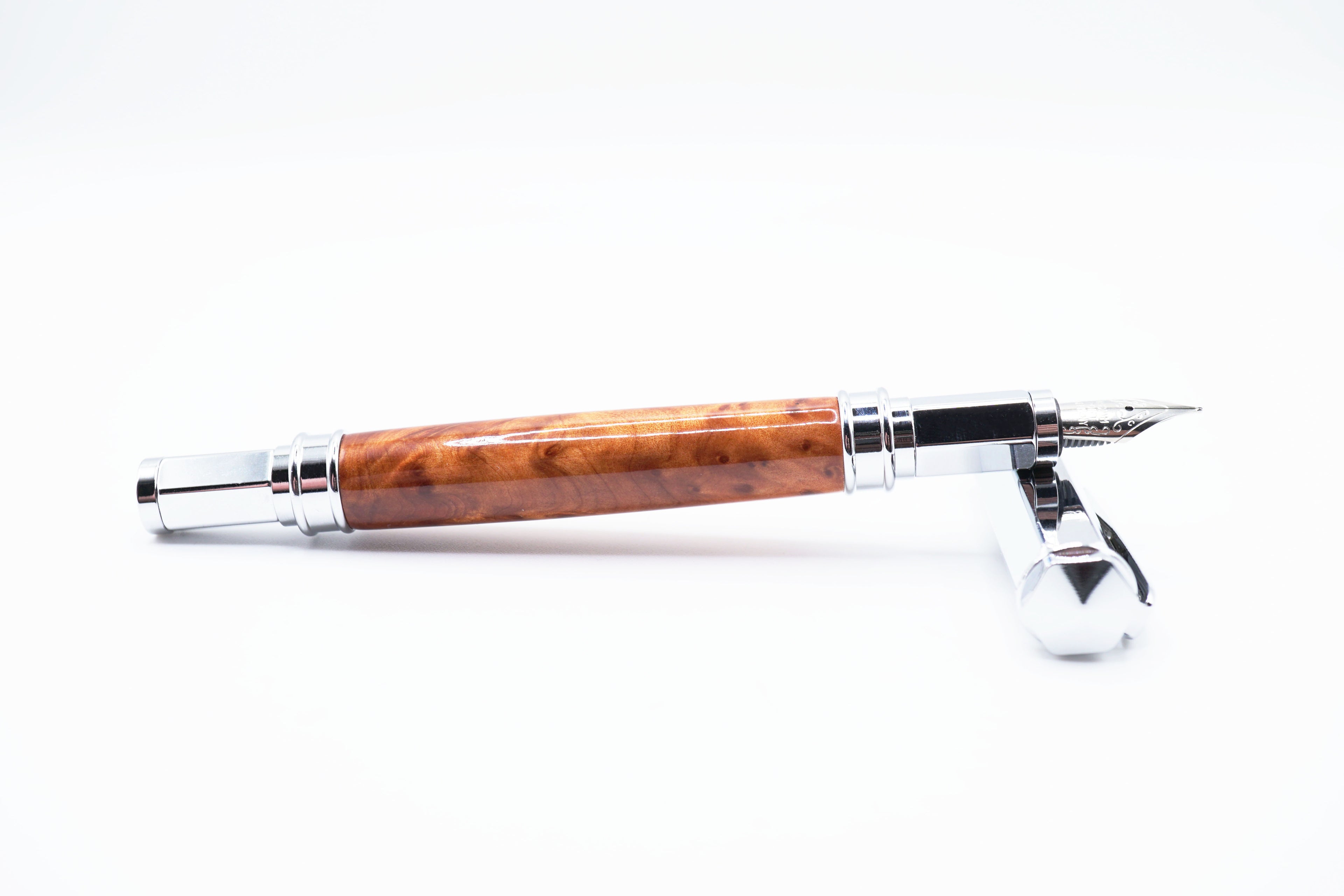 Vertex Fountain - Maple Burl Wood, Silver
