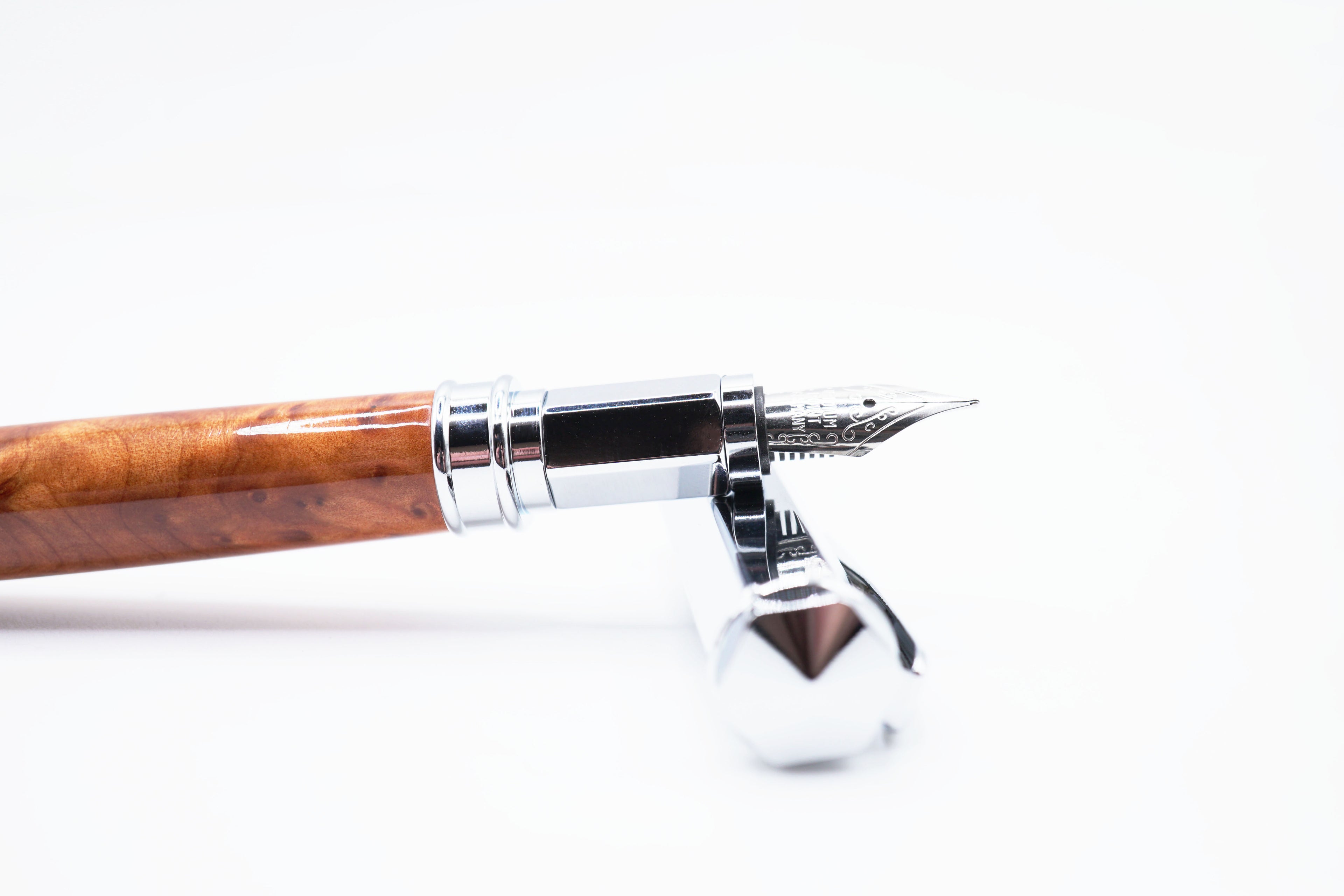 Vertex Fountain - Maple Burl Wood, Silver