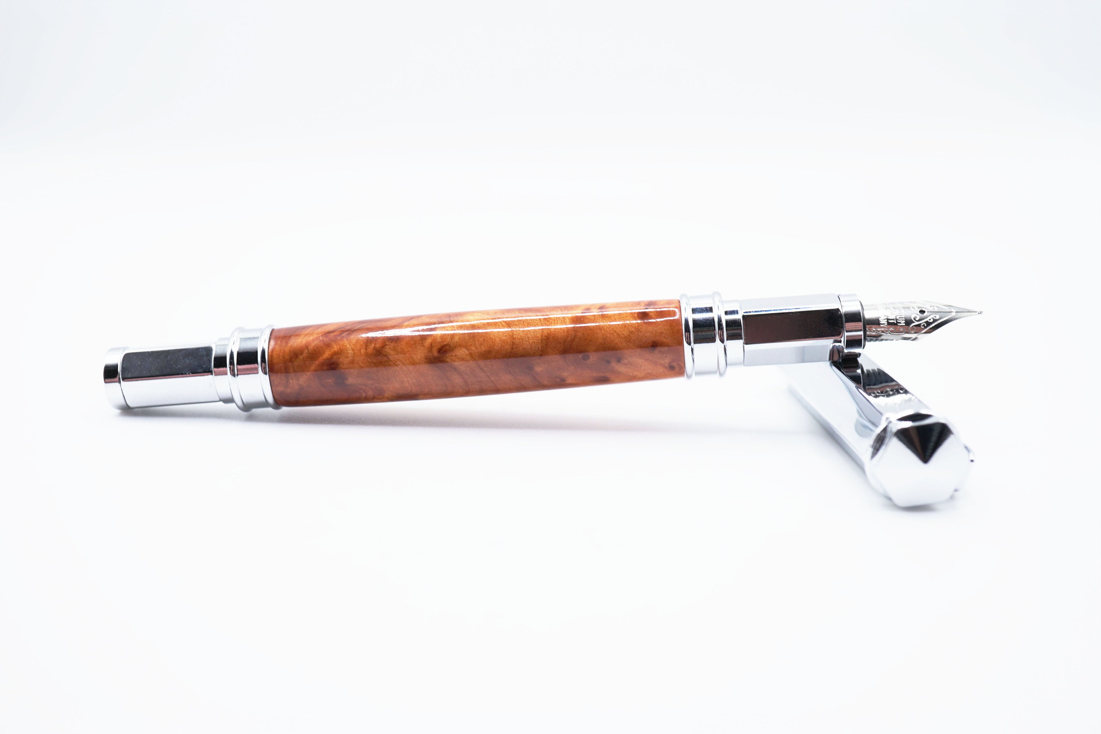 Vertex Fountain - Maple Burl Wood, Silver