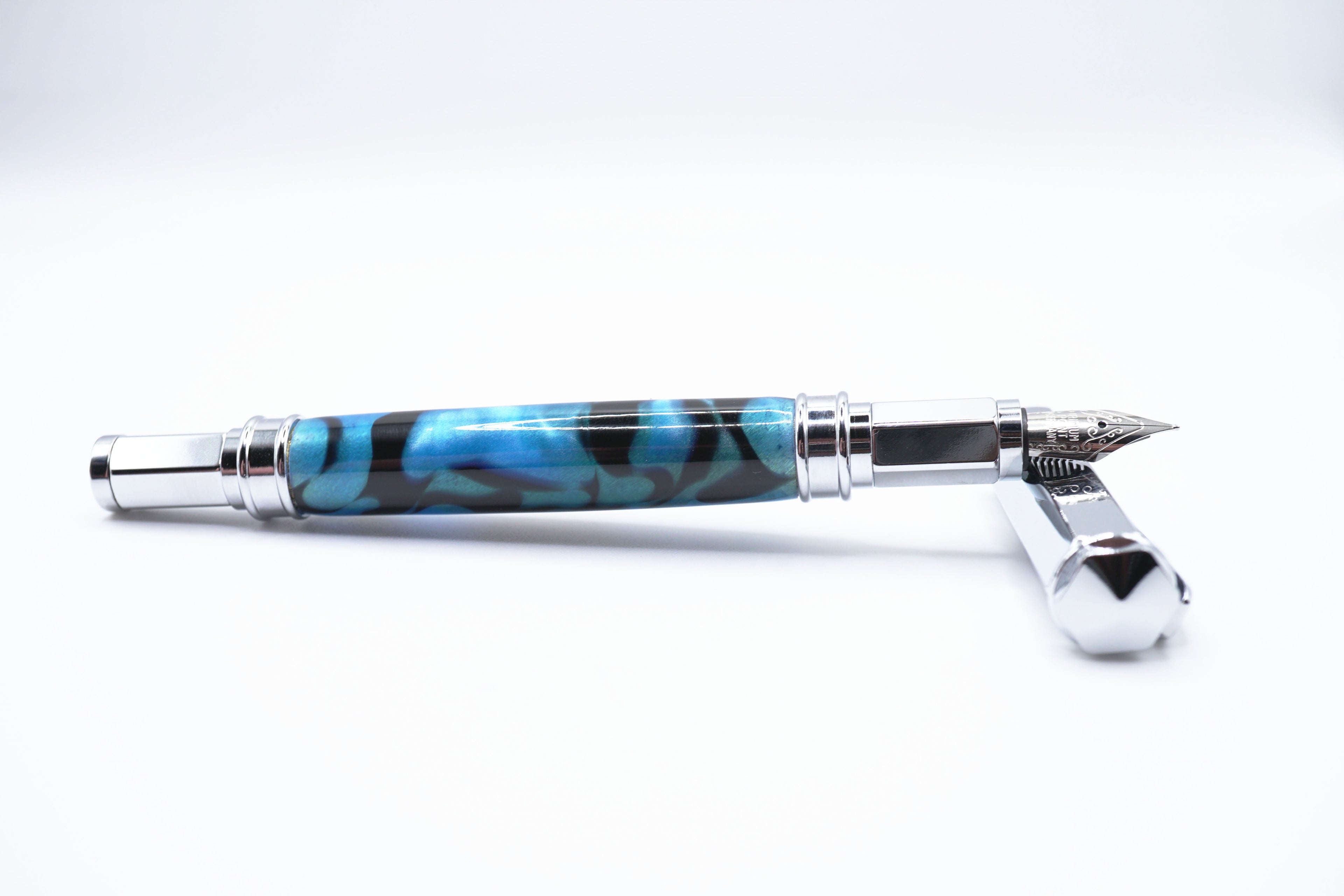 Vertex Fountain Pen - Blue and Black Acrylic, Silver