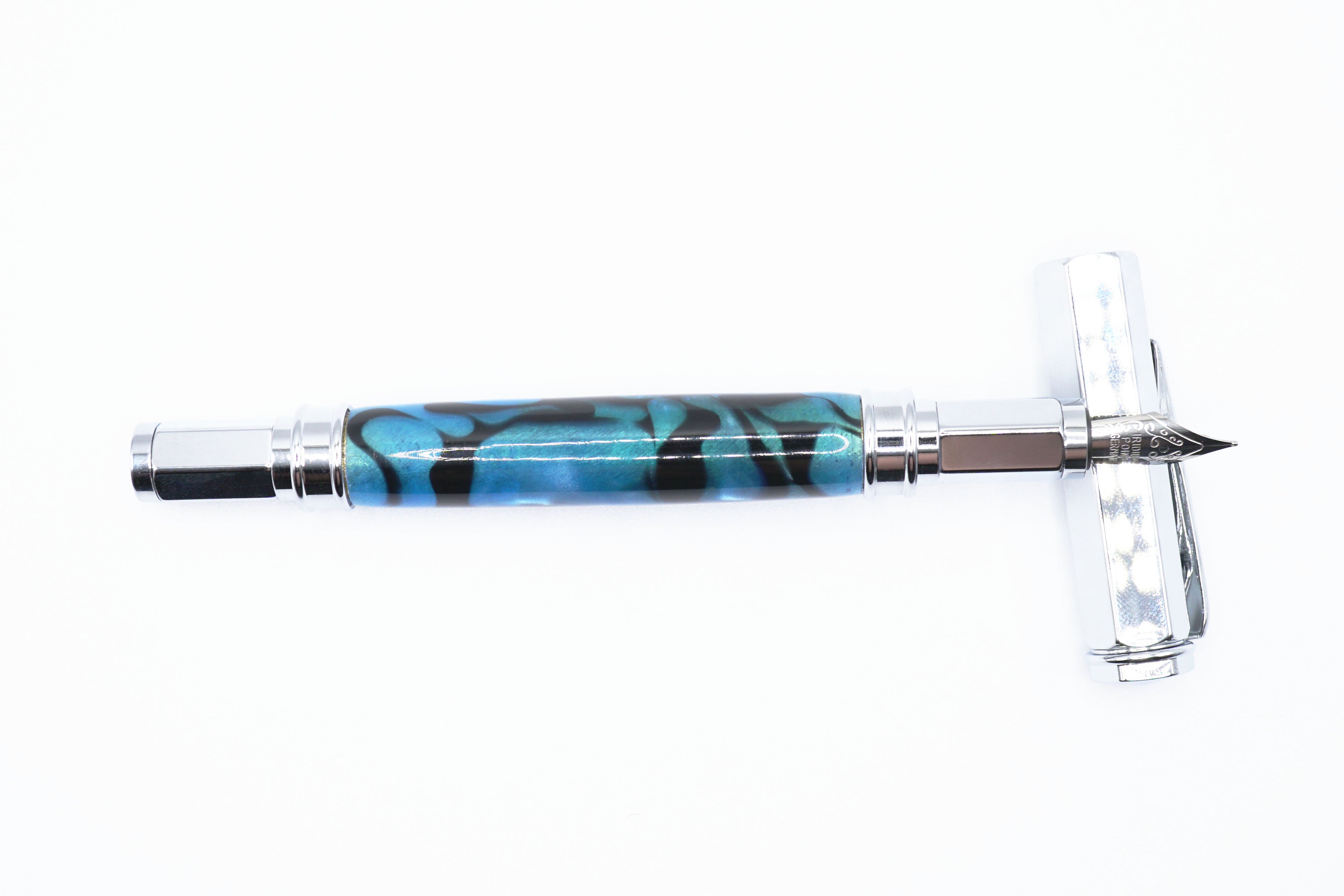 Vertex Fountain Pen - Blue and Black Acrylic, Silver