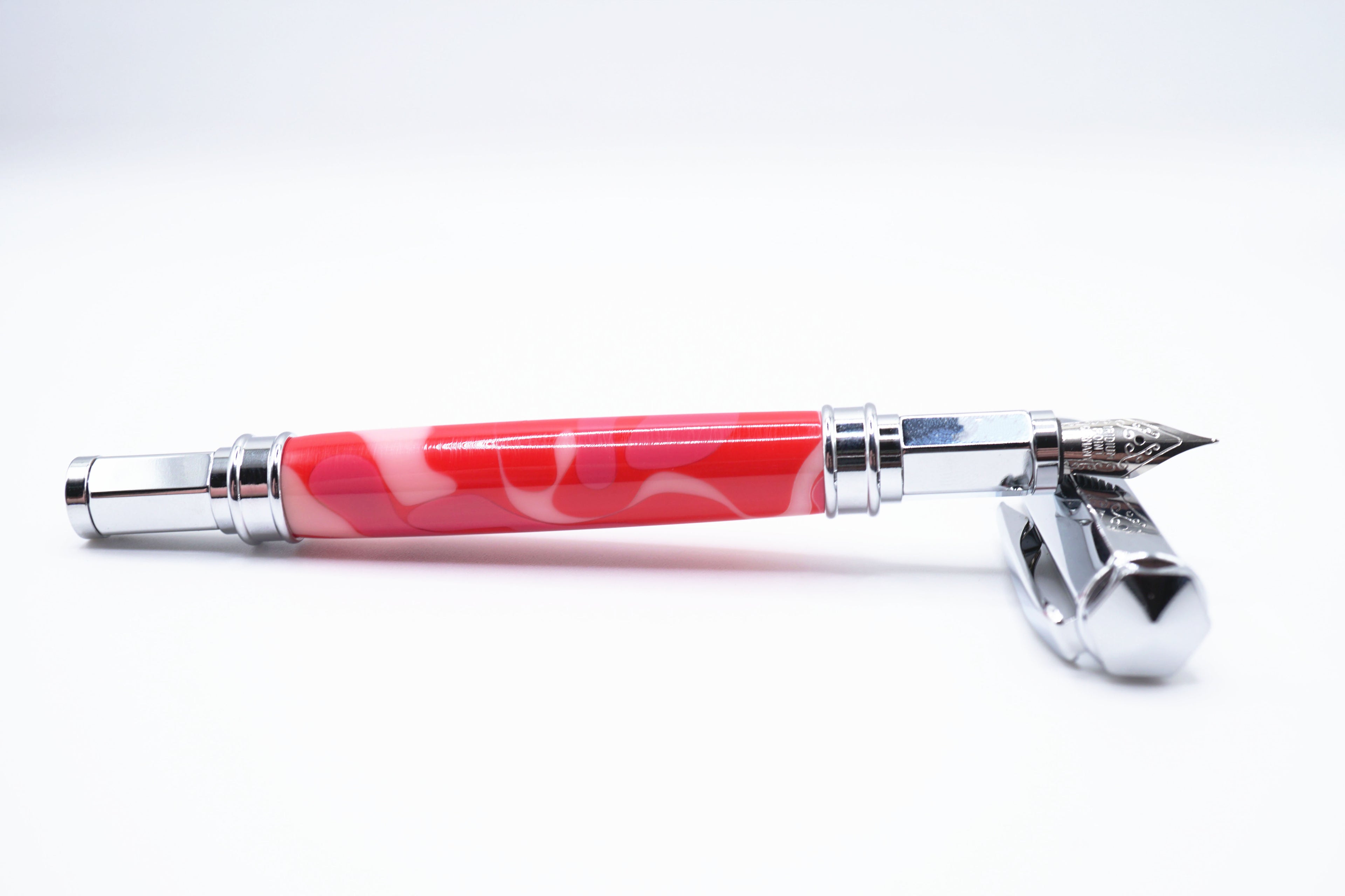 Vertex Fountain Pen - Red and Pink Acrylic, Silver