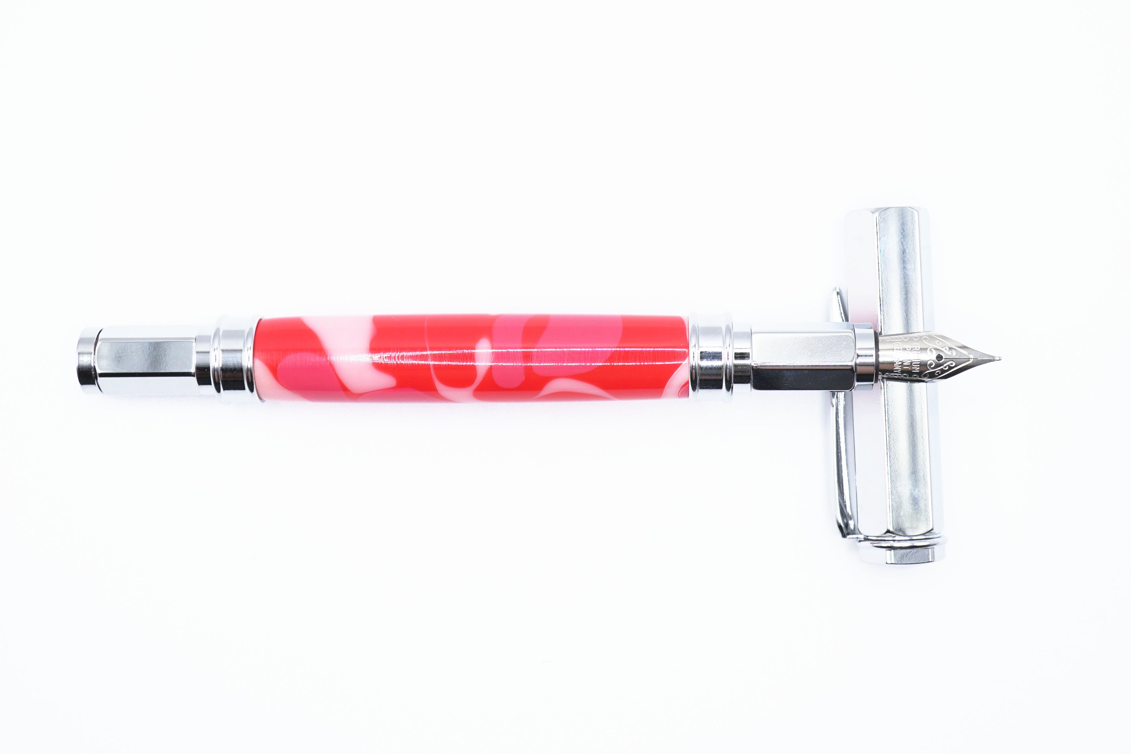 Vertex Fountain Pen - Red and Pink Acrylic, Silver