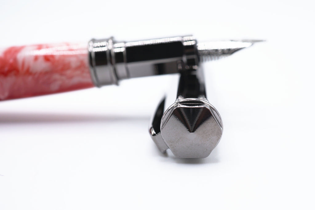 Vertex Fountain Pen - Red and Pink Acrylic, Gunmetal