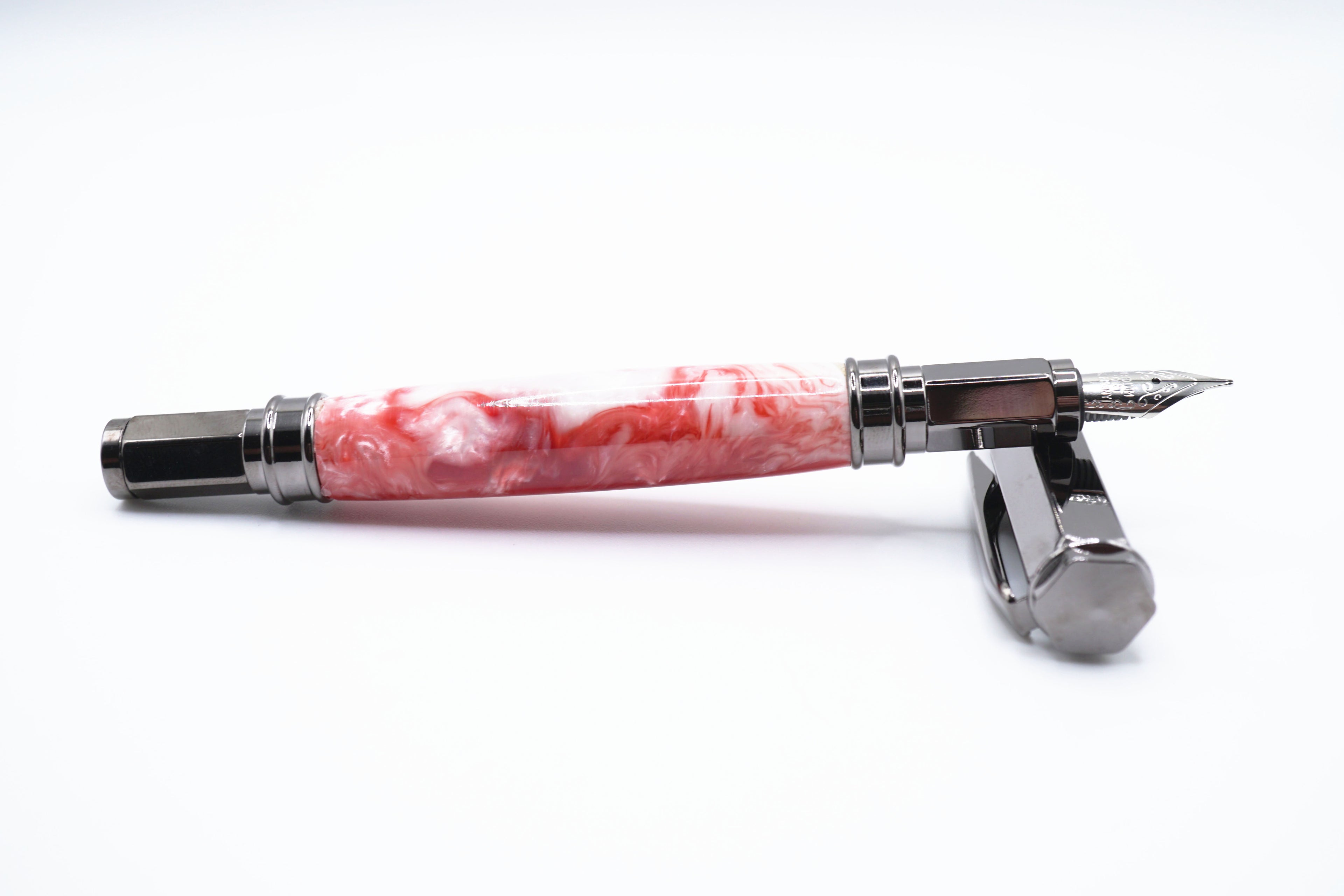 Vertex Fountain Pen - Red and Pink Acrylic, Gunmetal