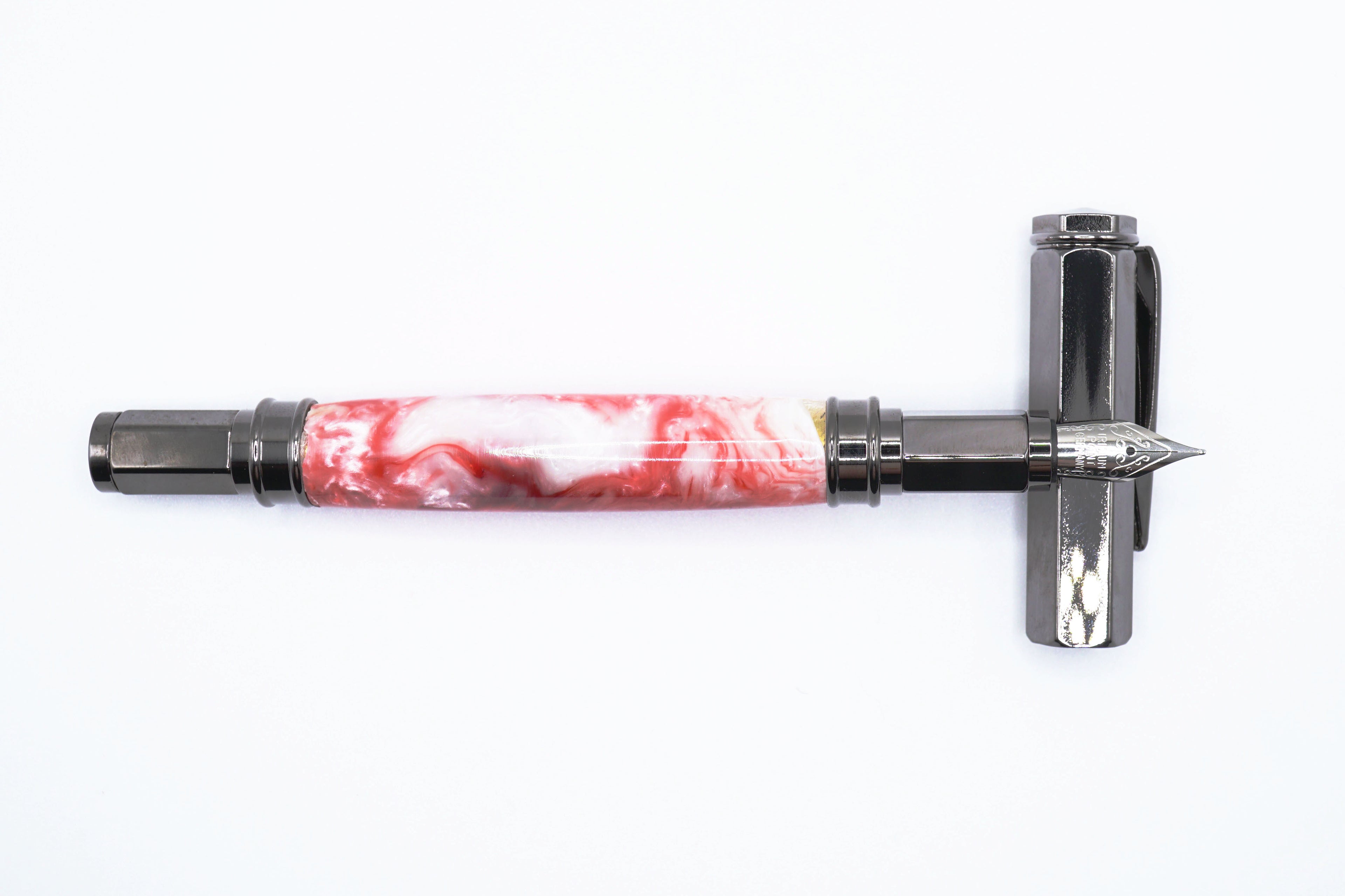 Vertex Fountain Pen - Red and Pink Acrylic, Gunmetal