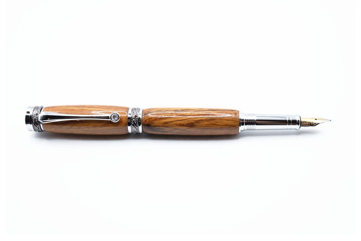 Majestic Jr Fountain Pen - Marblewood, Silver