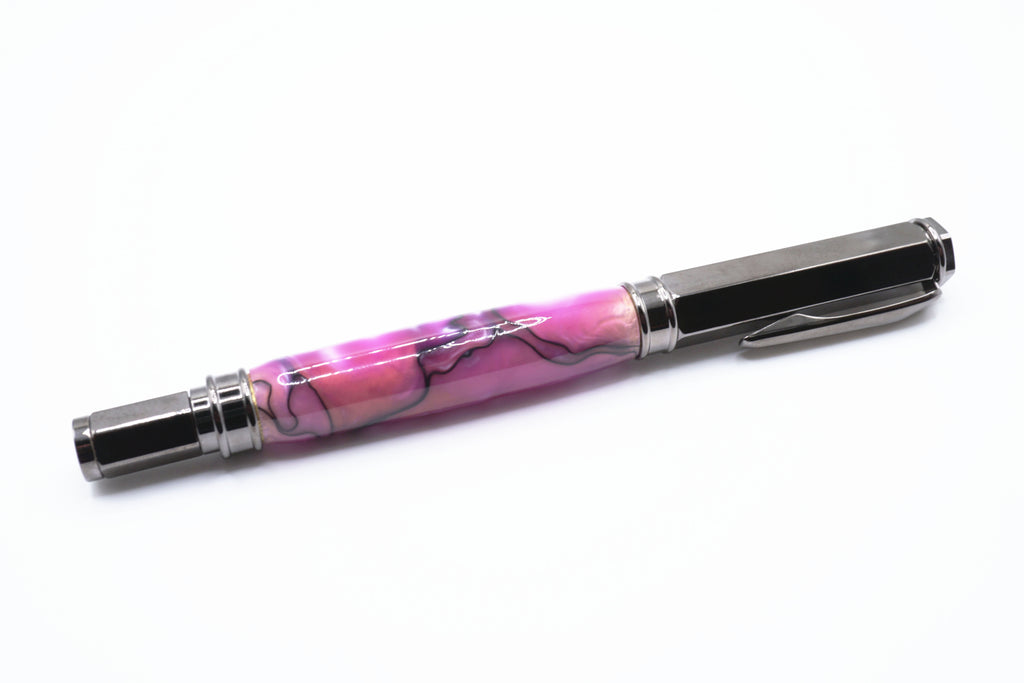 Vertex Fountain Pen - Purple Acrylic Swirl, Gunmetal Finish