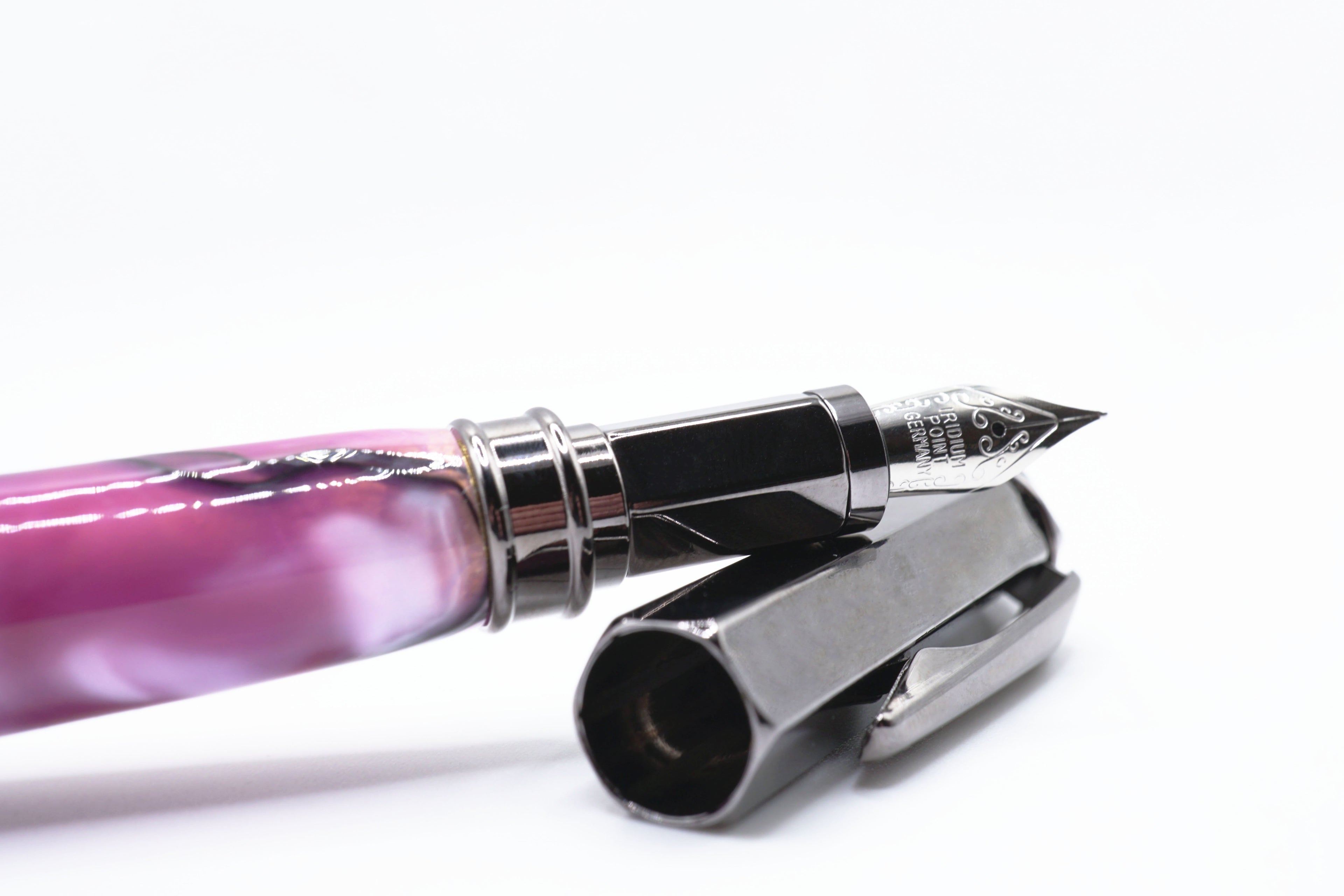 Vertex Fountain Pen - Purple Acrylic Swirl, Gunmetal Finish