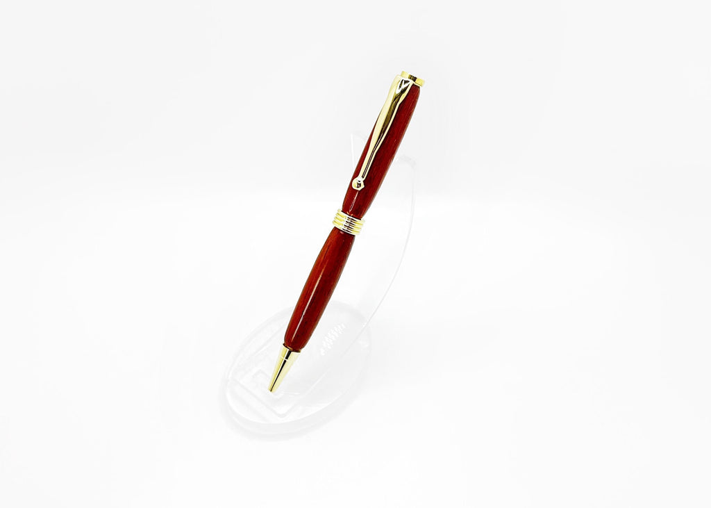 Slimline Wooden Ballpoint Pen - Padauk, Gold Tone