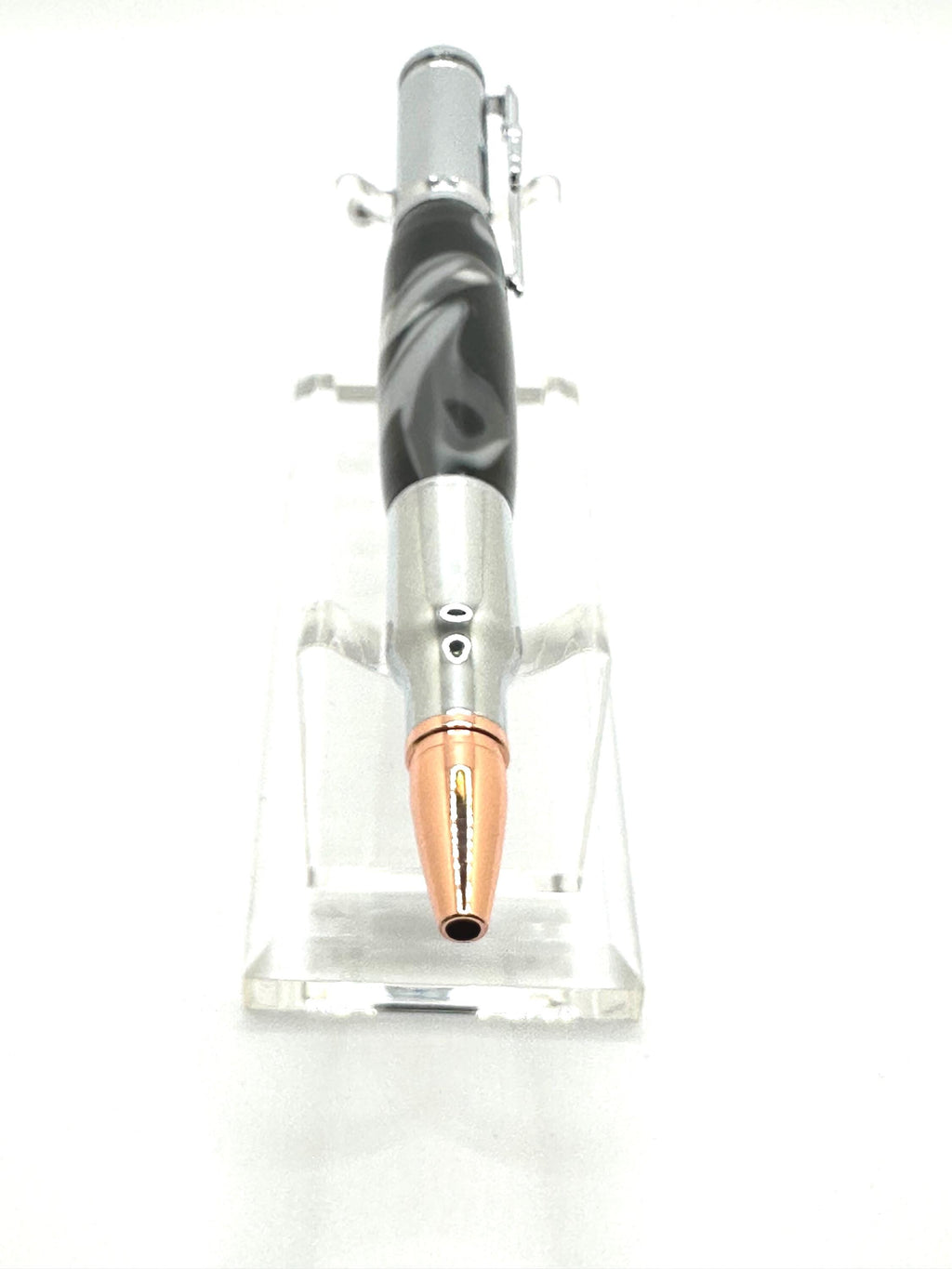 Bolt Action Acrylic Ballpoint Pen - Black Camo, Silver Tone