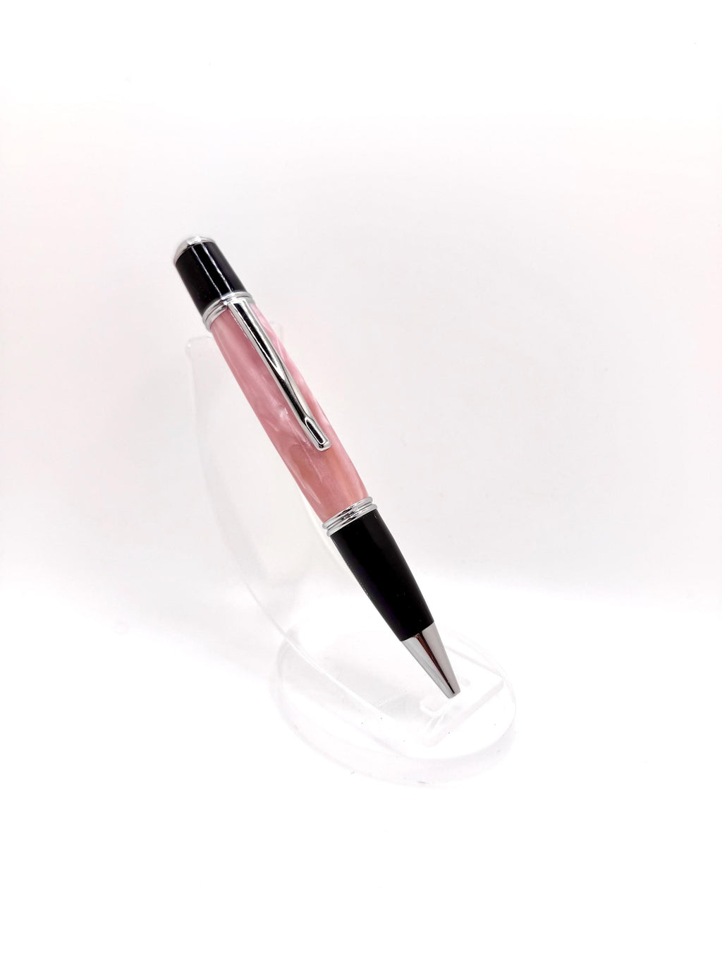 Gatsby Style Acrylic Ballpoint Pen - Rosy Pink, Chrome Tone