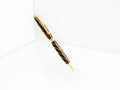 Slimline Wooden Ballpoint Pen - Blue Yellow Swirl, Gold Tone