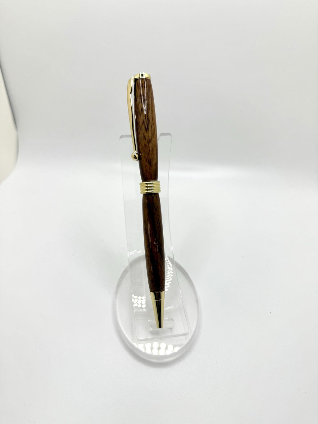 Slimline Wooden Ballpoint Pen - Oak Wood, Gold Tone