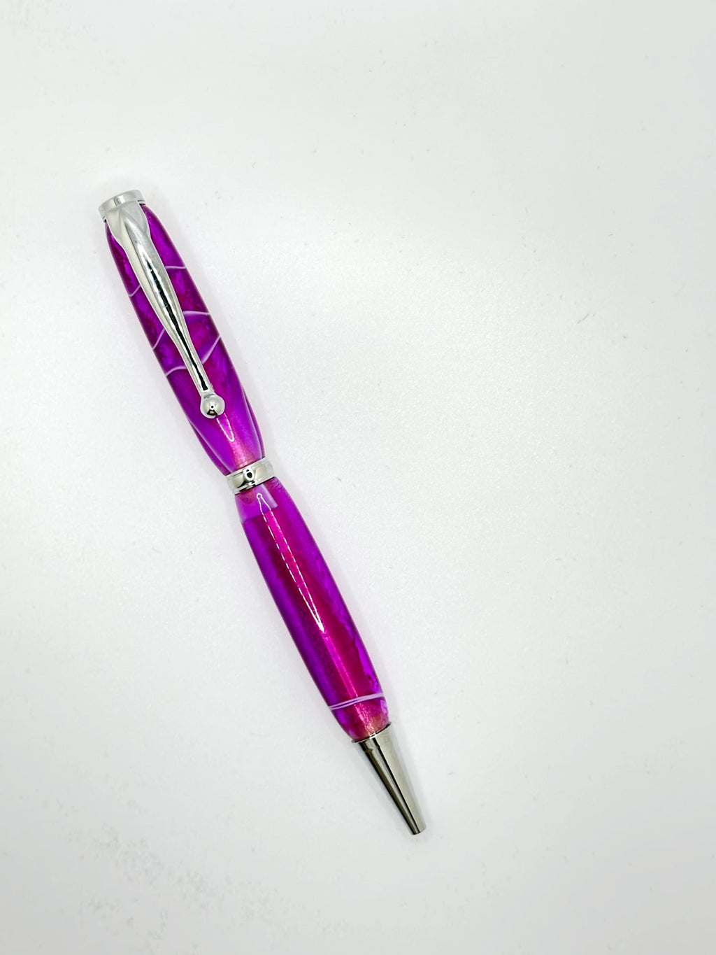 Slimline Acrylic Ballpoint Pen - Purple Swirl, Chrome Tone